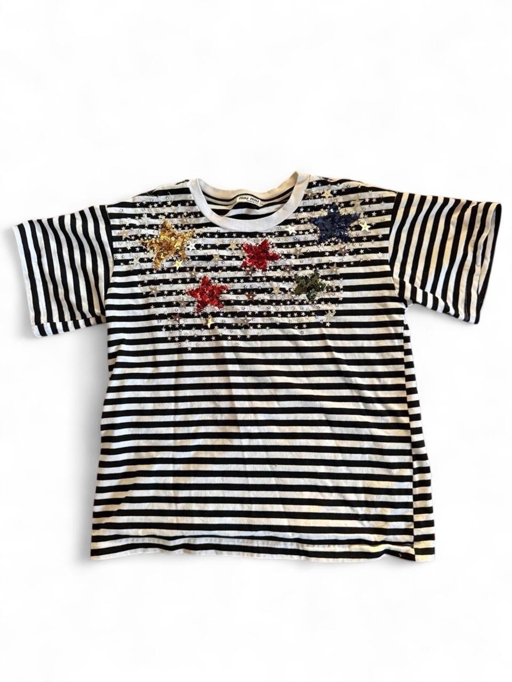 Miu Miu Striped Sequin Shitt